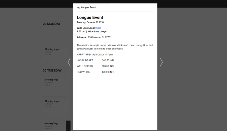 Event Calendar for city