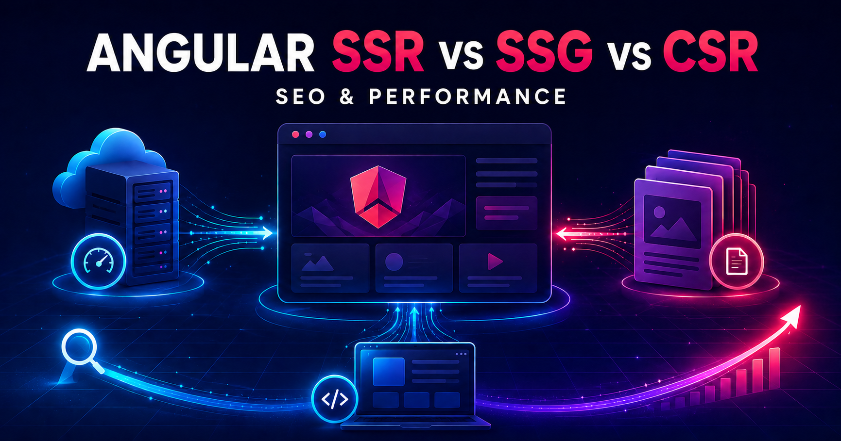Angular SSR vs SSG vs CSR comparison for SEO and web performance in 2026